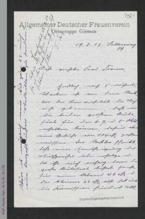 Brief von Minna Naumann an Helene Lange