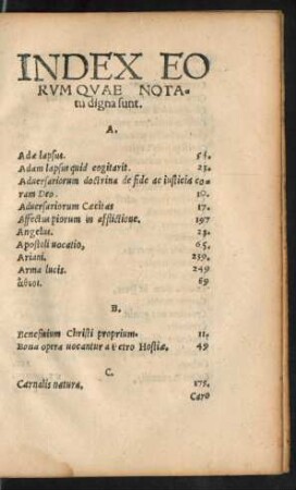Index Eorum Quae Notatu digna sunt.