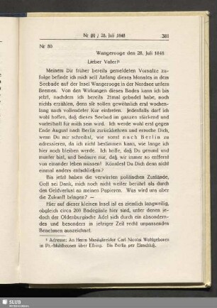 Nr 80. Wangerooge den 28. Juli 1848