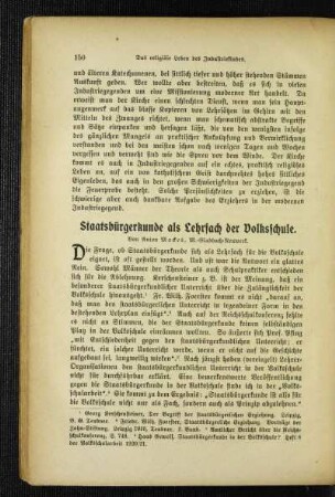 Staatsbürgerkunde als Lehrfach der Volksschule