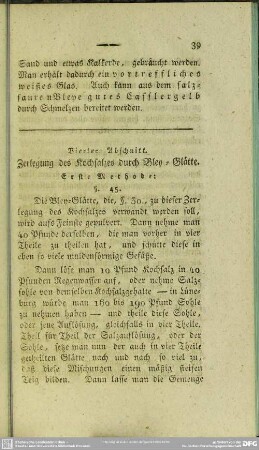 Vierter Abschnitt. Zerlegung des Kochsalzes durch Bley-Glätte