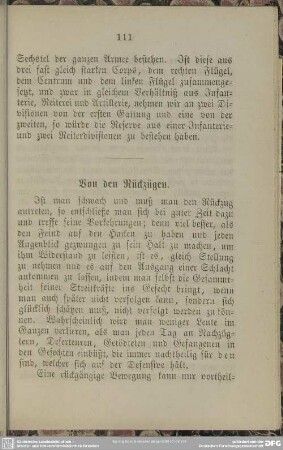 Von den Rückzügen