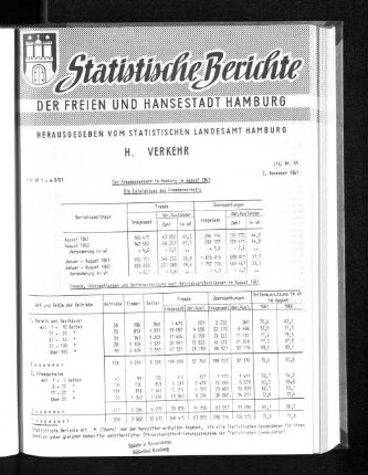 Der Fremdenverkehr in Hamburg im August 1961 : Lfd. Nr. 55