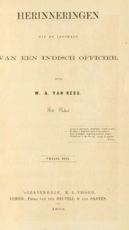 [Serie 1], Deel 2: Herinneringen uit de loopbaan van een Indisch officier