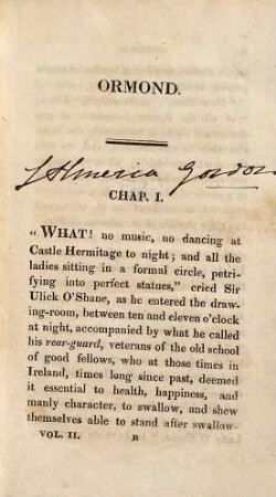 Harrington, a tale; and, Ormond, a tale : in three volumes, 2. [Ormond ; 1]