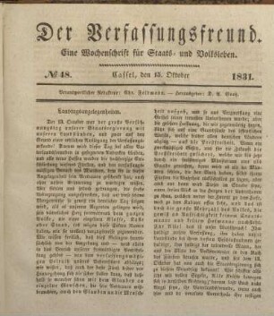 № 48. Cassel, den 15. Oktober 1831.
