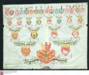 Ahnenprobe der Sophia Charlotte v. Chalon gen. Gehlen (geb. v. Hammerstein), Pergament