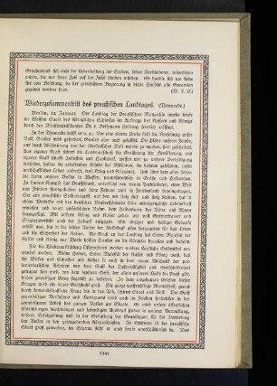 Wiederzusammentritt des preußischen Landtages.