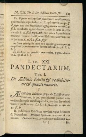 633-648, Tit. I. De Aedilitio Edicto & redhibitione & quanti minoris - Tit. III. De Exceptione Rei Vendita & Tradita