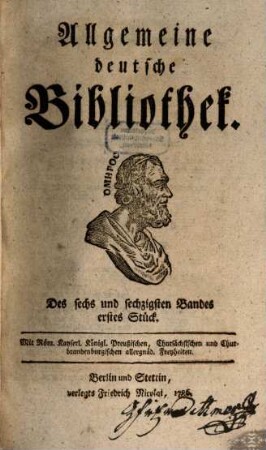 Allgemeine deutsche Bibliothek. 66. 1786