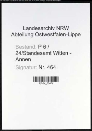 Heiratsregister Standesamt Witten-Annen