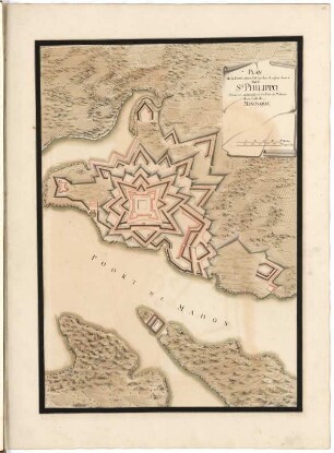 Plan de la Fortification Fait parles Anglois fur la Fort St: Philippo, Situe a Lembochire du Port de Mahone dans l'isle de Minorque