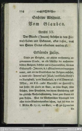 Sechster Abschnitt. Vom Glauben