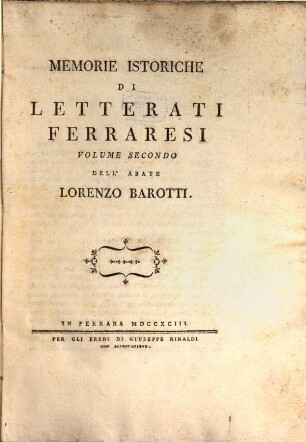 Memorie istoriche di letterati ferraresi, 2