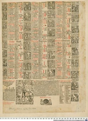 [Nürnberger Einblattdruck-Kalender auf das Jahr 1554] : [mit Bildern aus den Evangelien]