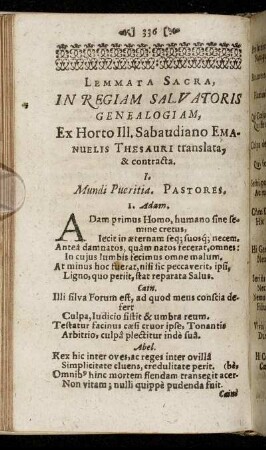 Lemmata Sacra, In Regiam Salvatoris Genealogiam