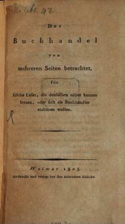 Der Buchhandel von mehreren Seiten betrachtet