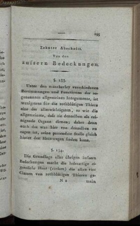 Zehnter Abschnitt. Von den äußeren Bedeckungen
