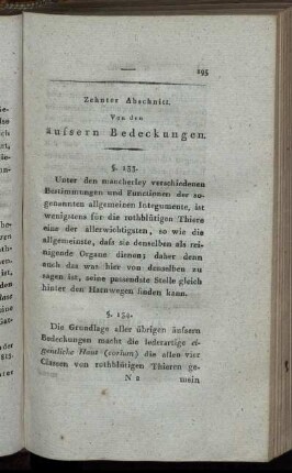 Zehnter Abschnitt. Von den äußeren Bedeckungen