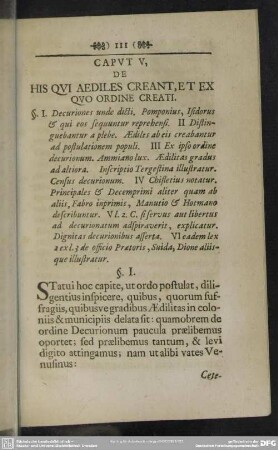 Caput V, De His Qui Aediles Creant, Et Ex Quo Ordine Creati