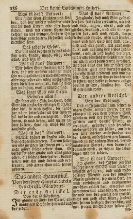 Das andere Hauptstück. Von den drey Hauptartickeln des christl. Glaubens