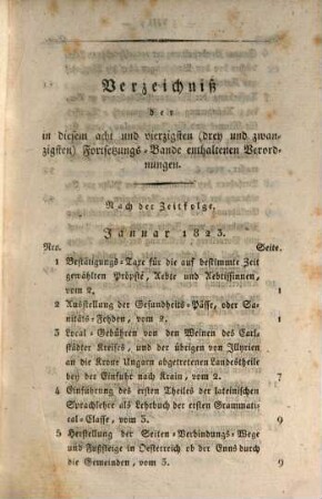 Sammlung der sämmtlichen politischen und Justiz-Gesetze, welche unter der Regierung Sr. Majestät Kaisers Franz des I. in den sämmtlichen k. k. Erbländern erlassen worden sind : in chronolog. Ordnung. 23=48. 1823, Gesetze vom 1. Januar bis letzten December
