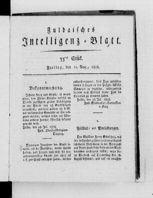 33tes Stück, Ausgabe vom 12. Aug. 1808
