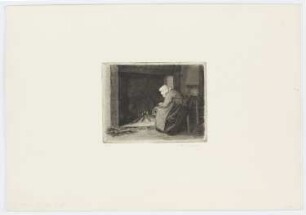 Angélique am Kamin in Landemer, Pointe de la Hague