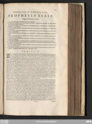 Explicatio Capitis LIII, Prophetiae Esaiae, Vulgatae Editionis textus.