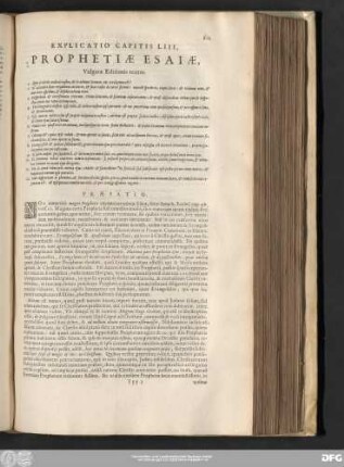 Explicatio Capitis LIII, Prophetiae Esaiae, Vulgatae Editionis textus.