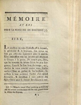 Lettre d'un gentilhomme du Dauphiné à M. le comte de ***, son compatriote