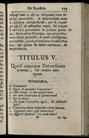 Titulus V. Quod cujusque Universitatis nomine, vel contra eam agatur.