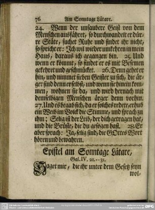 Epistel am Sonntage Laetare
