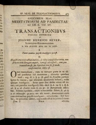 465-491, Ad Lib. II. D. Tit. XV. De Transactionibus