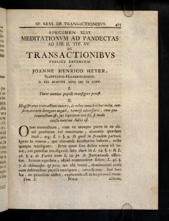 465-491, Ad Lib. II. D. Tit. XV. De Transactionibus