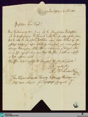 Brief von Johann Wenzel Kalliwoda an Carl F. W. Siegel vom 01.06.1852 - K 3243