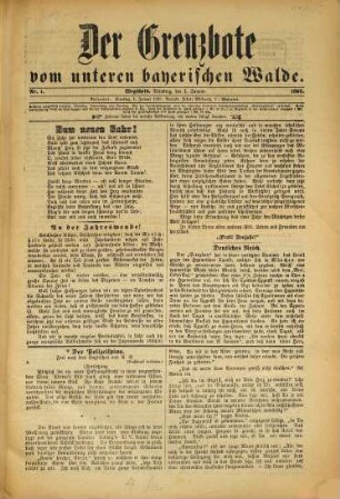 Der Grenzbote vom unteren Bayerischen Walde : Heimatblatt für Wegscheid, Untergriesbach, Obernzell, Hauzenberg, Breitenberg, Sonnen. 1895