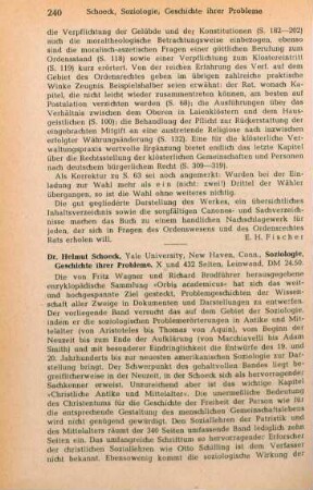 240-241 [Rezension] Schoeck, Helmut, Soziologie
