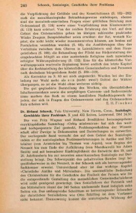 240-241 [Rezension] Schoeck, Helmut, Soziologie