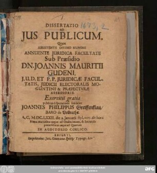 Dissertatio Ad Ius Publicum