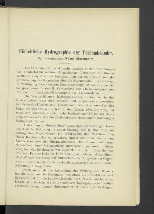 Einheitliche Hydrographie der Verbandsländer