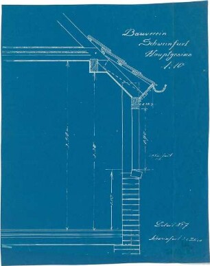Fischer, Theodor; Schweinfurt (Bayern); Wohnsiedlung Bauverein - Hauptgesims (Schnitt)
