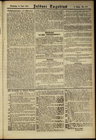 Zweite Ausgabe vom Samstag, den 19. Juni 1920.