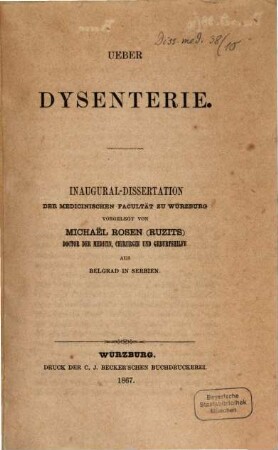 Ueber Dysenterie