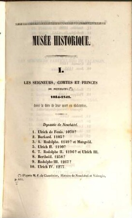 Musée historique de Neuchatel et Valangin, 1