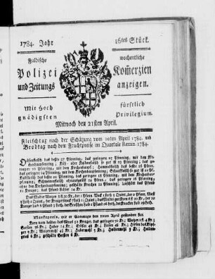 16tes Stück., Ausgabe vom 21. April 1784