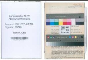 Entnazifizierung Otto Rohoff , geb. 05.08.1898 (Rektor)