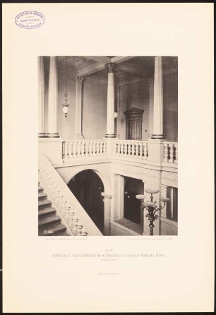 Herzoglich Technische Hochschule Carolo Wilhelmina, Braunschweig: Innenansicht Treppenhauses (aus: Öffentliche und Privatgebäude, 1887)