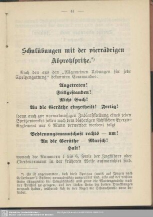 Schulübungen mit der vierrädrigen Abprotzspritze