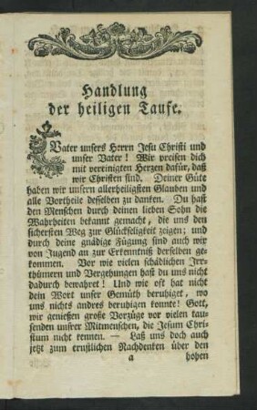 Handlung der heiligen Taufe